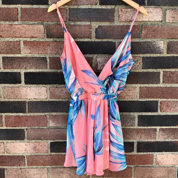 SOLD Show me your Mumu Olympia pink palm romper - Picture 6 of 10